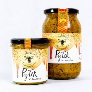 jars of bee pollen in honey