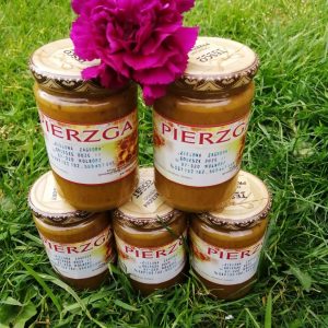 Jars of bee bread in a honey
